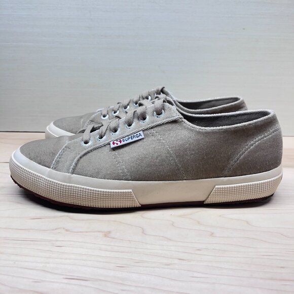 Superga Crushed Velvet Sneakers Light Grey Size 9 - Picture 4 of 9